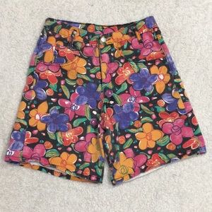 High waisted fun bright floral vintage short